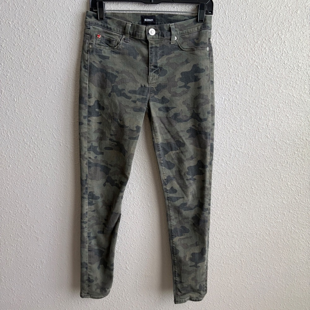 Hudson Green Camo Ankle Stretch Skinny Jeans 28